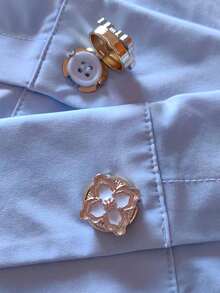 2pcs Button Cover For Shirt Flower Cufflinks Covers Flower Sleeve Button Clip On Button For Dress Wedding Tux Decoration Button Clothing Accessories Gifts - Multicolor - View 2