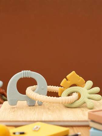 1pc Baby Teething Toys Babies Teether Silicone Chewable Ring Elephant Octopus Shaped Sucking Needs For Infant Toddler Accessories Birthday Holiday Gifts
