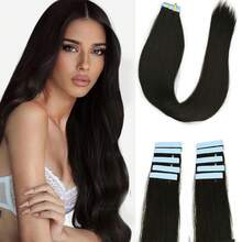 10pcs Women'S Tape-In Hair Extensions, 24 Inch Straight Synthetic Hair Extensions, Seamless & Invisible For All Hair Types 10Pcs/Pack 35g - Multicolor - View 14