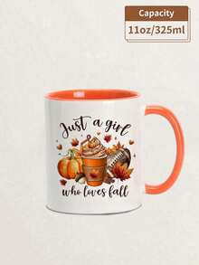 1pc 11oz Fall Coffee Mug Ceramics,Thanksgiving Pumpkin Mug Just A Girl Who Loves Fall,Fall Decor,Pumpkin Spice,Insulated,Reusable,Holiday Gifts,Marry Christmas Gifts,It's Fall Y'all, Autumn Decor,Friends' Birthday Anniversary Festival,Party