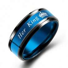 Wedding Band Couple Rings Jewelry Accessories Fashion Blue/Purple Couple Her King And His Queen Stainless Steel Wedding Rings For Lover's Men Rings/Women RingsDaily Ware Best Gift For Friends And Family - Men Ring - View 6