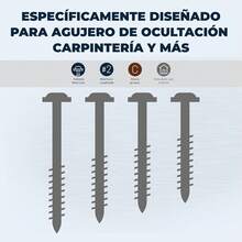 Kreg SML-C125 Tornillos para orificios ocultos de zinc - 1 1/4 pulgadas, rosca gruesa 8, cabeza Maxi-Loc (250 unidades) - 1 - Ver 2