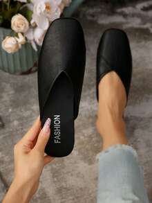 Women's Solid Color Bohemian Elegant Fashion Asymmetric/Asymmetrical Flat Leather Loafers, Sandals For Home Wear, All Season