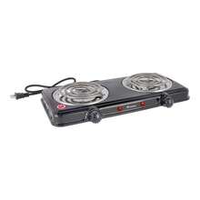 Parrilla Eléctrica Portátil Negra FUMETAX de 2 Quemadores | Estufa de Mesa Doble con Termostato | Diseño Compacto para Apartamento/Oficina SW-23032-N - Negro - Ver 1