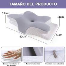 Almohada Cervical para Dormir, Almohada Ortopedica, Almohada Cervical de Espuma con Memoria 2en1, Almohadas de Soporte Contorneadas para Dormidores de Lado Blanco - blanco - Ver 4