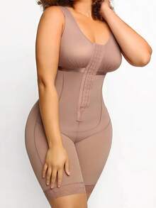 1Pc Women Colombianas Shapewear, Shapewear Bodysuit, Zipper Closure, Bust-Open, Tummy Control, Butt Lifting ,High Compression Full Body Shaper Underwear,Suitable For Daily Wear And Various Occasions - Rust Brown - View 3