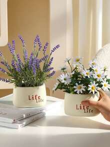 1 pieza Macetas de plástico sencillas, macetas vacías para decoración del hogar, plantas artificiales - Blanco - Ver 5