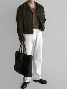 Maillard Vintage Brown Lightweight Utility Jacket For Men, Casual Suede-Like Bomber Jacket For Spring, Autumn & Winter - Mocha Brown - View 2