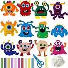 12pcs Handmade Monster Themed Sewing DIY Kit, Thick Felt Animal Sewing Kit, Arts & Crafts Set, Suitable For Beginners - Includes Complete Material Pack, Easy-To-Use Design And Interactive Tools, Educational Craft Gift For Parties & Parent-Child Interaction