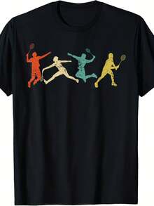 Classic Vintage Style Badminton T-Shirt - 款式11 - 查看 1