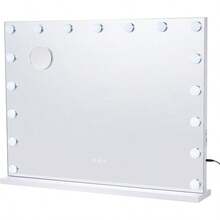 Vanity Mirror With Lights,15 Dimmable Bulbs &3 Color Lighting Modes, Makeup Mirror W/Detachable 5X Magnification,USB Port,Smart Touch Control,Desktop Wall-Mount(22.8x18.1 In, White)