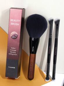 MAANGE 1件/3件套专业化妆刷套装，包含散粉刷、双头眼影刷、大号柔软密实腮红刷，适用于化妆晕染、旅行化妆、美容礼品、粉底刷、遮瑕刷、腮红刷、修容刷、古铜粉刷、散粉刷、粉底刷、腮红刷、赠品 - 棕色 - 查看 5