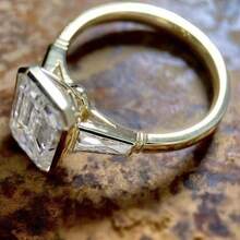 Bộ 2 nhẫn đính hôn nữ, nhẫn hợp kim trang trí phong cách cổ điển, thích hợp đeo hàng ngày, đính hôn, đám cưới, kỷ niệm, tiệc tùng, ngày lễ tình nhân, quà tặng sinh nhật - Vàng - Xem 4