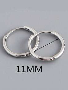 A Pair Of Simple And Fashionable 925 Pure Silver Round Earrings And Ear Cuffs For Women's Jewelry Gift