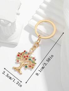 1pc Fashion European Style Hollow Circular Tree Of Life Shaped Keychain Decoration, Embellished With Rhinestones, Suitable For Women Car Keys And Bags Car Accessories Bag Charm Backpack For School Cute Goth Y2k Halloween Accessories Teachers Day Christmas Gift Ideas Bag Lanyards With Id Holder Car Accessories Bag Charms - Multicolor - View 21