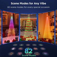 7ft  Christmas Tree Lights - Multicolor LED Animated Lightshow With 400 LEDs - Remote & App Controlled, Music Sync, 12 Modes - For Indoor/Outdoo(No Christmas Tree Stand) - USB-2.1M - Xem 3