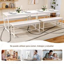 Simple Wisdom Juego de Comedor,Comedor 4 Sillas,Tamaño de La Mesa 110x60CM,Adecuado para 4 a 6 Personas,Fácil de Limpiar,Rápido de Montar,Adecuado para Espacios Pequeños(Blanco) - Blanco - Ver 4