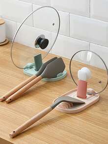 1 Piece Foldable Kitchen Splash Guard Simple Practical Pot Lid Holder, Kitchen Multi-Purpose Pot Lid Storage Rack, Household Soup Spoon Ladle Stand, Multifunctional Plastic Ladle Rack, Hangable - Multicolor - View 9
