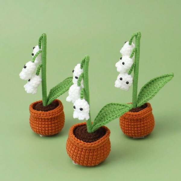 1pc Halloween Themed Decoration Gift, Handmade Crocheted Little Ghost Planter, Ins-Style Home Desktop Decor, 3D Ghost Figurine, Suitable For Halloween Party/Holiday Gift/Office Gag/Desktop Fun Decor, American Retro Style, Quirky Not Scary