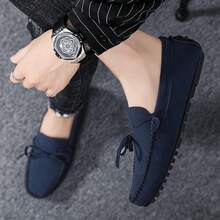 1 Pair Men's Casual Slip-On Loafers, Soft Bottom Moccasin Shoes - Blue - View 2