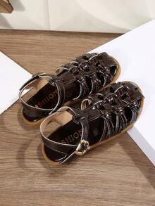 Sandale pentru copii, sandale de vară cu vârful pătrat, sandale plate cu curea, stil nou, pantofi eleganti pentru plajă, papuci de plajă