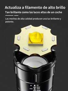 2 Piezas Linterna LED Superpoderosa Recargable,linterna táctica de 2000LM con luz de pantalla,Linterna de Zoom Alta Potencia, Luz Telescópica Multifuncional Portátil para Exteriores y Hogar, carga USB, Emergencia, Liviana,con batería de litio, ideal para acampar, pescar, cazar, senderismo y situaciones de emergencia, luz de campamento - 2 piezas - Ver 6
