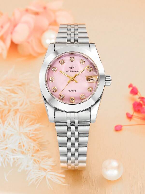 RICECGO 1pc Women's Classic Quartz Watch With Calendar, Suitable For Daily Wear, Business Meetings, And Gift Giving