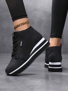 Scarpe da donna con platform retrò, fondo morbido, punta tonda, stringate, traspiranti per tutte le stagioni, casual, da vacanza e uso quotidiano, stile campus originale, solide, antiscivolo, comode e casual scarpi sportivi sportive