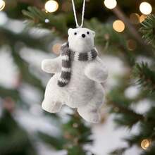 DThe Bridge Collection Winter Polar Bear Ornaments - Set Of 3 - Polar Bears Wearing Scarves Christmas Ornaments - Animal Ornaments - 如圖 - 查看 4