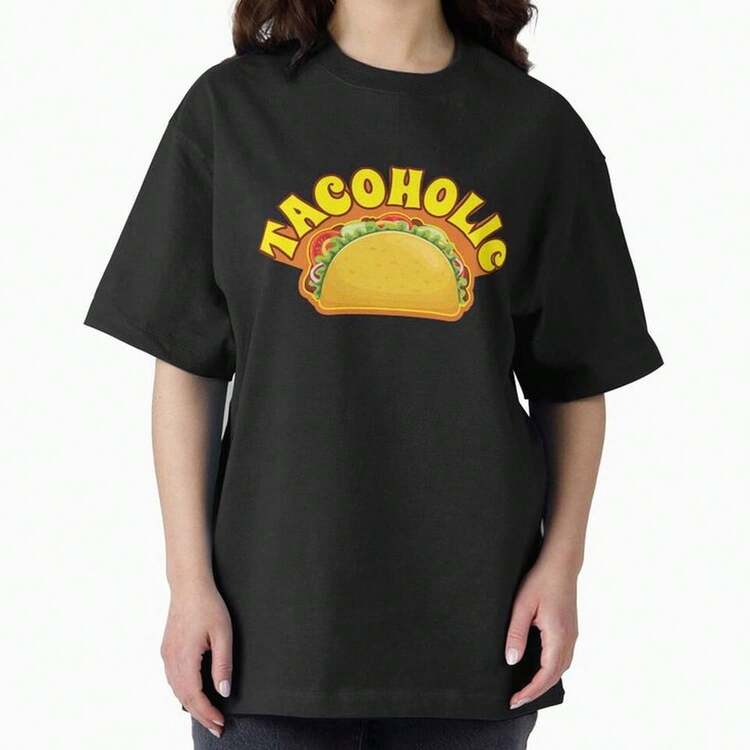 Camiseta extragrande con diseño de taco de TacoholicAlgodón de 2833 g: duradero y transpirable, ideal para viajes, brunch de fin de semana, viernes informal, oficina o recados diarios. Comodidad con estilo para todas las edades. Un regalo para novio, novia, mamá, papá o amantes de la calidad y el estilo. Conjuntos de otoño para mujer. Conjuntos de vacaciones para mujer. Disfraz de Halloween para mujer. - Negro - Añade 1