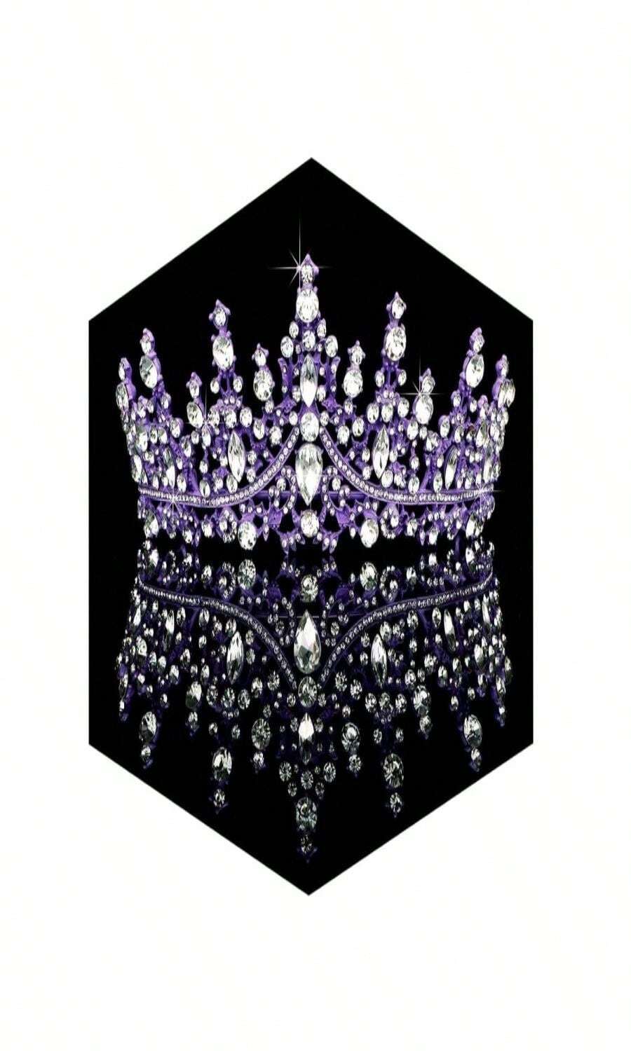 TOBATOBA Tiaras For Women, Dark Purple Tiara Crowns For Women, Wedding Tiara For Bride Queen Crown, Royal Princess Quinceanera Headpieces For Birthday Prom Pageant Halloween Cosplay Accessories - 深灰色 - 查看 1