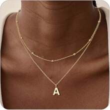 Initial Necklaces For Women 14k Gold Plated Dainty Layered A-Z Letter Pendant Necklaces For Women  Personalized Name Necklace Gold Jewelry Gifts Fashion Accessories2025 - a - 查看 12