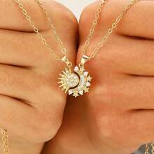 Sun Moon Necklace Set Stackable Necklace For Women Men Sparkling Gold Silver Rhinestone Sun Pendant Necklace Couple Necklaces Matching Necklaces As Best Friend Jewelry For Women Men2025 - 金子 - 查看 5