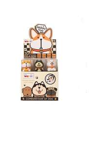 Set 3 gomas perritos diseño kawaii suave papelería escolar borrador individual colección colores variados divertidos regalos funcionales originales - Café integral - Ver 4
