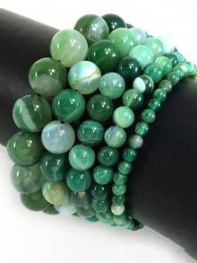 Bracelet porte-bonheur vert dégradé de 8 mm – Accessoire à la mode et naturel, attire la richesse et la chance, convient aux hommes et aux femmes, cadeau idéal pour toutes les occasions, style bohème, pierre durable, explorateur spirituel. - vert clair - Voir 4