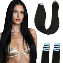 10pcs Women'S Tape-In Hair Extensions, 24 Inch Straight Synthetic Hair Extensions, Seamless & Invisible For All Hair Types 10Pcs/Pack 35g - Multicolor - View 17
