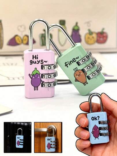 3-ratts kombinationslås, lösenordslås för bagage, stålvajerlås, mini lösenordslås, numeriskt lösenordskombinationshänglås, lösenordslås för bagage i metall, mini stöldskyddslås för lådlås, anpassningsbart lösenordskombinationslås