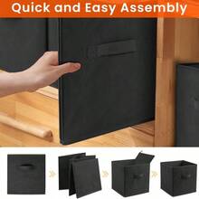 12.2"X12.2"X12.2" 6-Pack Foldable Storage Bins Collapsible Closet & Toy Organization Boxes Space Saving Fabric Cubes For Shelves Black - 黑色 - 查看 5