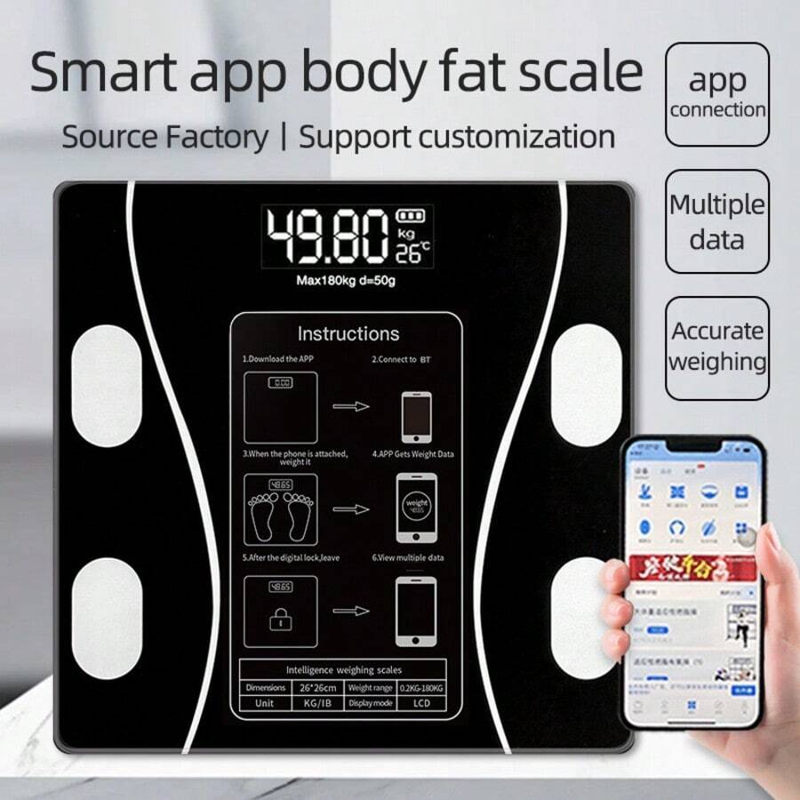 Smart Digital Body Scale Electronic Bluetooth Body Fat Indicator - Negro - Ver 1