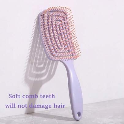 1pc Hair Brush Dry Wet Detangling, Curly - Curved And Vented For Women, Men Faster Blow Drying Styling Professional Paddle Vent Detangler  Defining Brush Travel Brushs