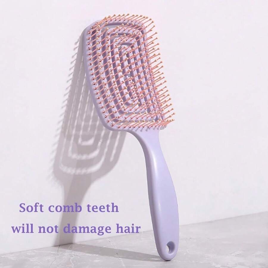 1pc Hair Brush Dry Wet Detangling, Curly - Curved And Vented For Women, Men Faster Blow Drying Styling Professional Paddle Vent Detangler  Defining Brush Travel Brushs