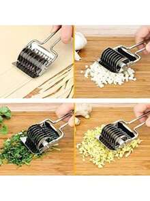 Cortador y rebanador manual de pasta de acero inoxidable, herramienta de cocina colgante para un almacenamiento fácil, herramienta para hacer pasta para espaguetis, láminas de lasaña, empanadillas, rollitos de primavera - Utensilio de cocina fácil de limpiar