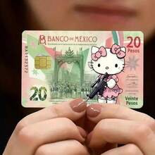 1/4 张 Sanrio 黑色蝴蝶结信用卡贴纸，自粘 Hello Kitty 贴纸，简约 Hello Kitty 可爱交通卡贴纸，借记卡贴纸 - 彩色 - 查看 3