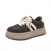 冬季高帮厚底学生运动休闲鞋，带保暖内衬 - 棕色 - 查看 2