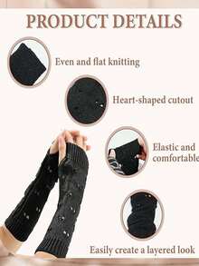 1 pieza Mangas de brazo cálidas y de felpa hechas de lana y tejidas para un excelente calor. El diseño de media longitud sin dedos es perfecto para el uso diario y el esquí en otoño e invierno, y puede ser usado tanto por hombres como por mujeres. Un gran regalo para amigos