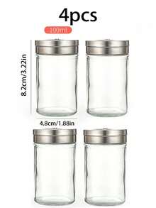 1/2/4pcs Salt And Pepper Shaker Set, Seasoning Bottles With Adjustable Pouring Holes, Stainless Steel Lids, Glass Salt And Pepper Containers, Kitchen Spice Jars - Multicolor - View 12
