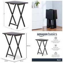 Portable TV Dinner 4 - Pack Rectangular Folding Tray Table With Storage Rack, Black, 15x 19x 26 - 黑色+4件裝 - 查看 2