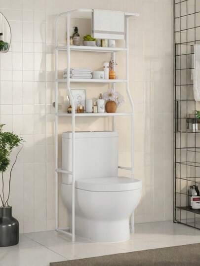 1 pieza Estantería de almacenamiento sobre el inodoro para el baño, organizador de piso de varios niveles, soporte para artículos de tocador, sin necesidad de perforar, estantería de almacenamiento para el baño en el hogar
