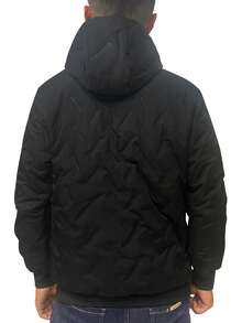 Men's Jacket, Thermal Lined Thick Hooded Coat, Casual Everyday Wear, Suitable For Vacation, Outdoor, Hiking, Running, Fitness,Winter - Black - View 9