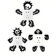 Electric Shock Skull Switch Sticker, Black Self Adhesive Switch Wall Sticker For Home Decor, Stickers, Wall Decal, Vinyl Decal For Home Decorations, Spring Decoration Items Refresh Your Home, Festival Decoration Stickers Gifts Birthday Graduation - 黑色 - 查看 4
